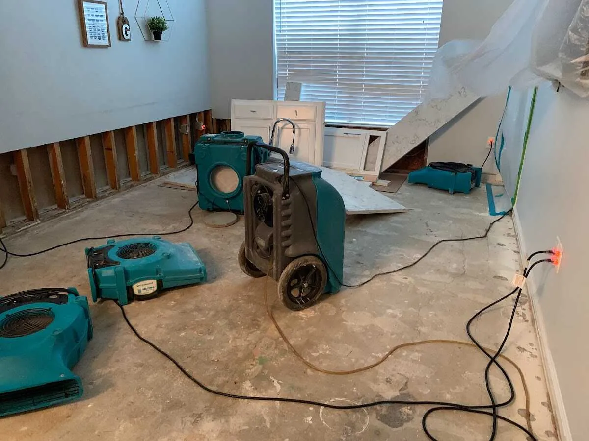 Dehumidifier in flood-cut room for Water Extraction & Removal in Groton